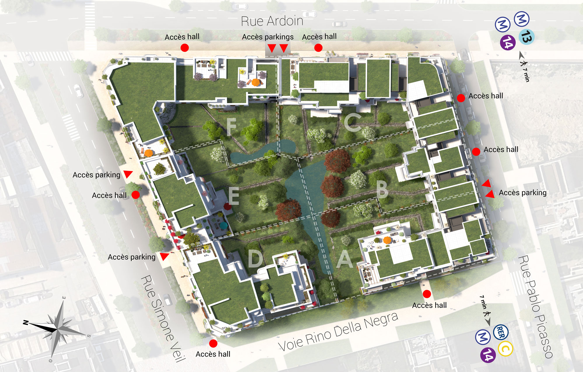 Plan Masse - The One Saint-Ouen-Sur-Seine - Crédit @ GROUPE IDEC pour FAUBOURG IMMOBILIER