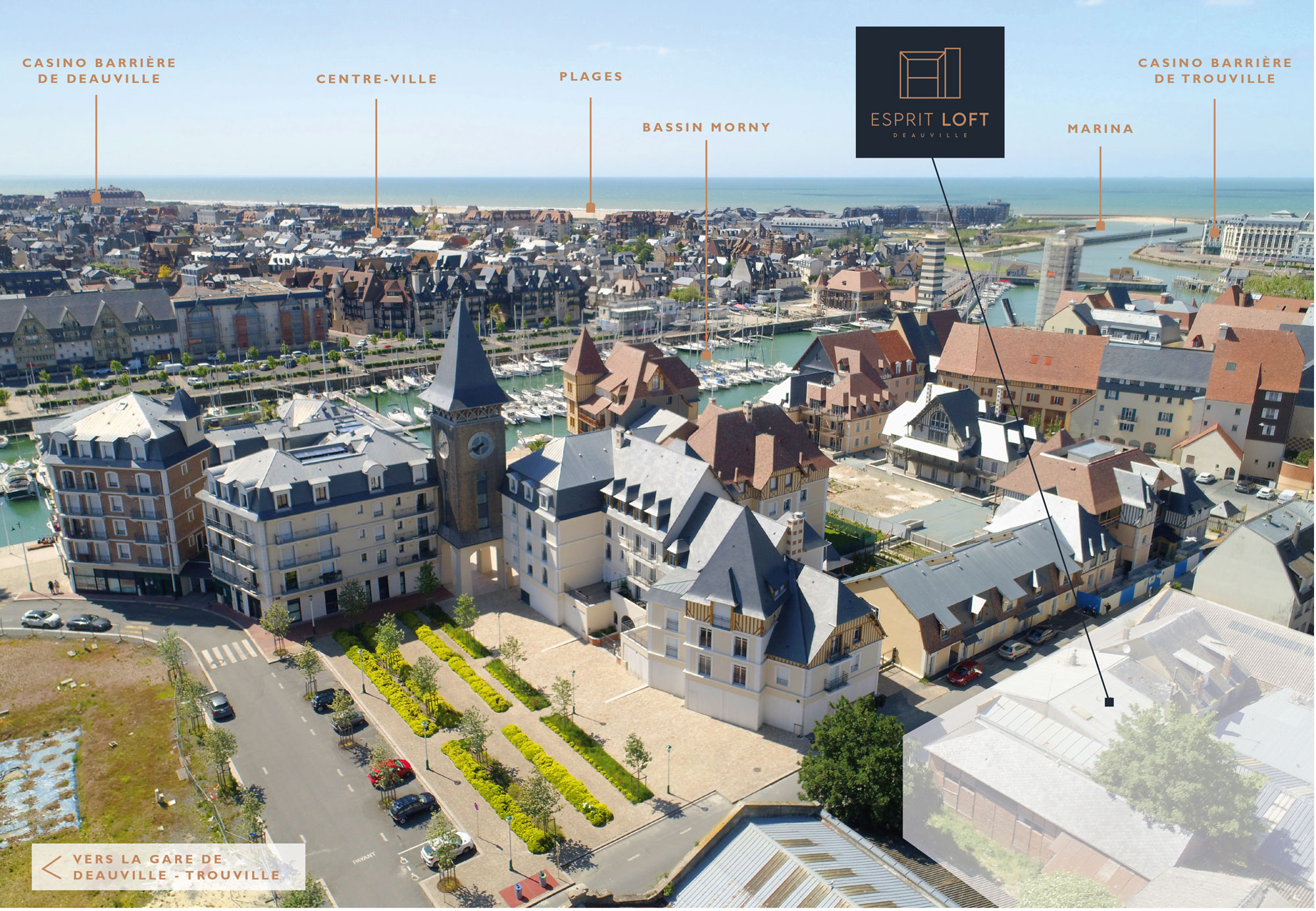 Vue drone Deauville Esprit Loft