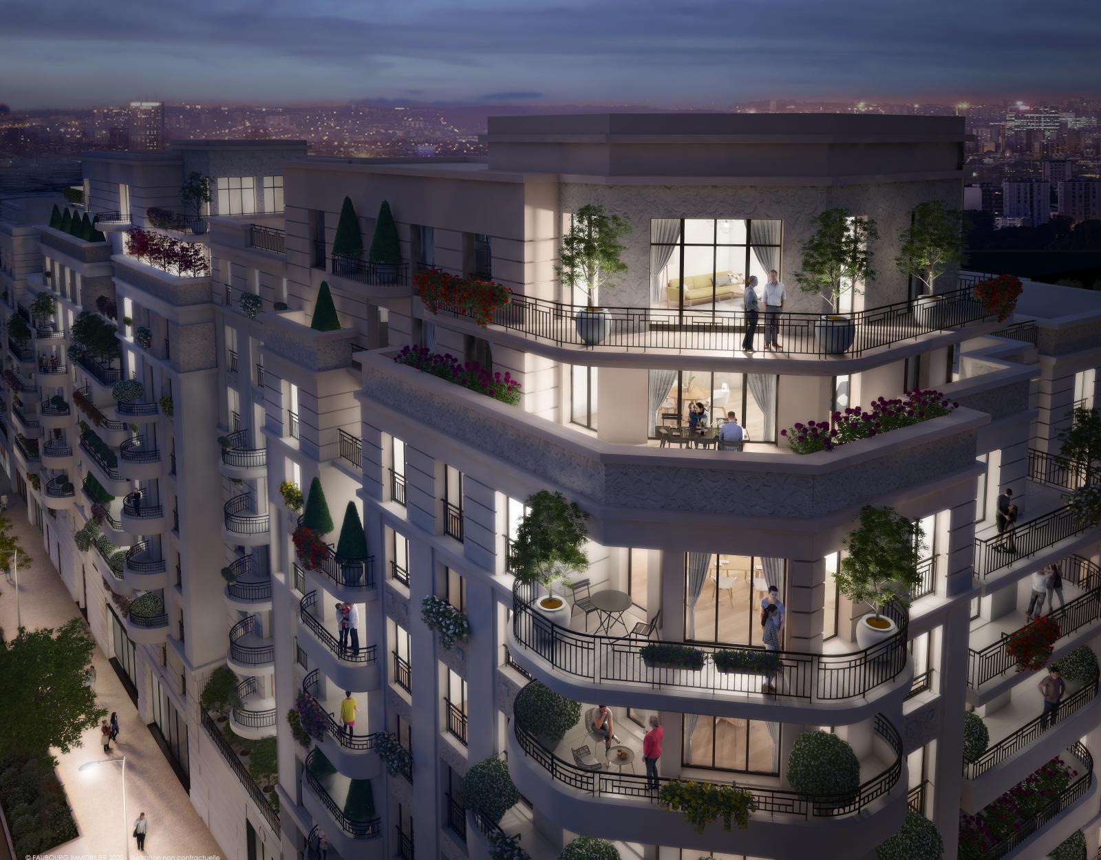 Façade Vue Nuit - The One Saint-Ouen-Sur-Seine - Crédit @ GROUPE IDEC pour FAUBOURG IMMOBILIER