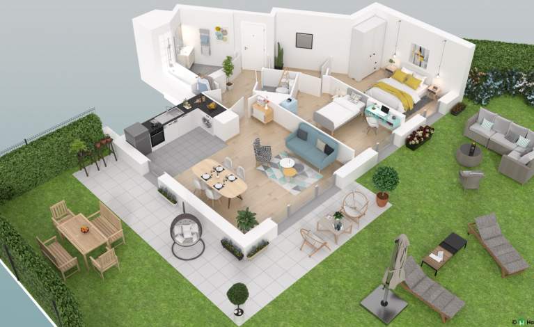 Plan 3D - 3 pièces - D03 - Les Terrasses de Bry